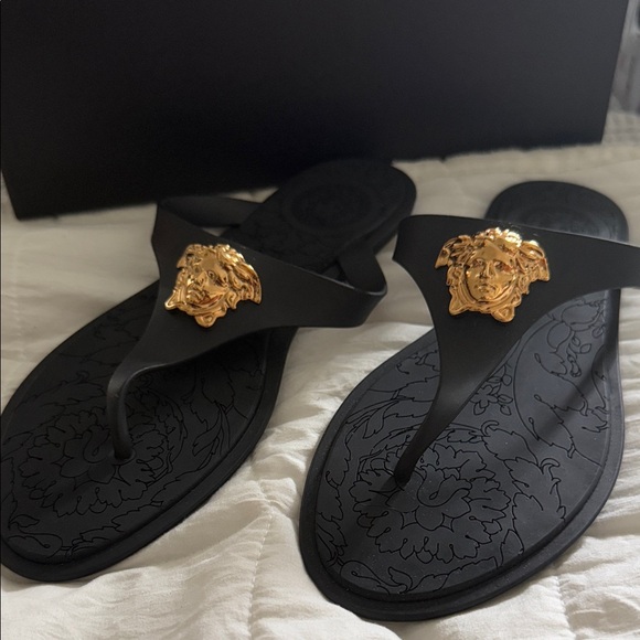 Versace Black and Gold Sandals - Picture 1 of 3